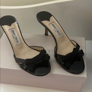Jimmy Choo Black Heels with Kitten Heel and Bow Detail